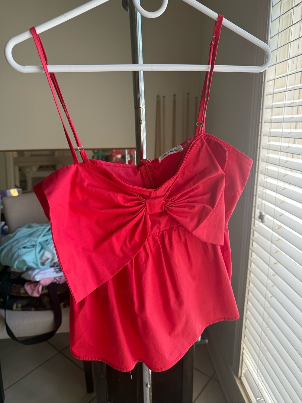 Bright Red Bow-Front Spaghetti Strap Camisole by